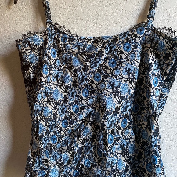 Sandro Floral print satin-twill corded lace trim adjustable straps camisole Sz 8 - Picture 10 of 14
